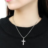 Rhodium Brass Chain Pendant with AAA Grade CZ  in Clear