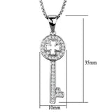 Rhodium Brass Chain Pendant with AAA Grade CZ  in Clear