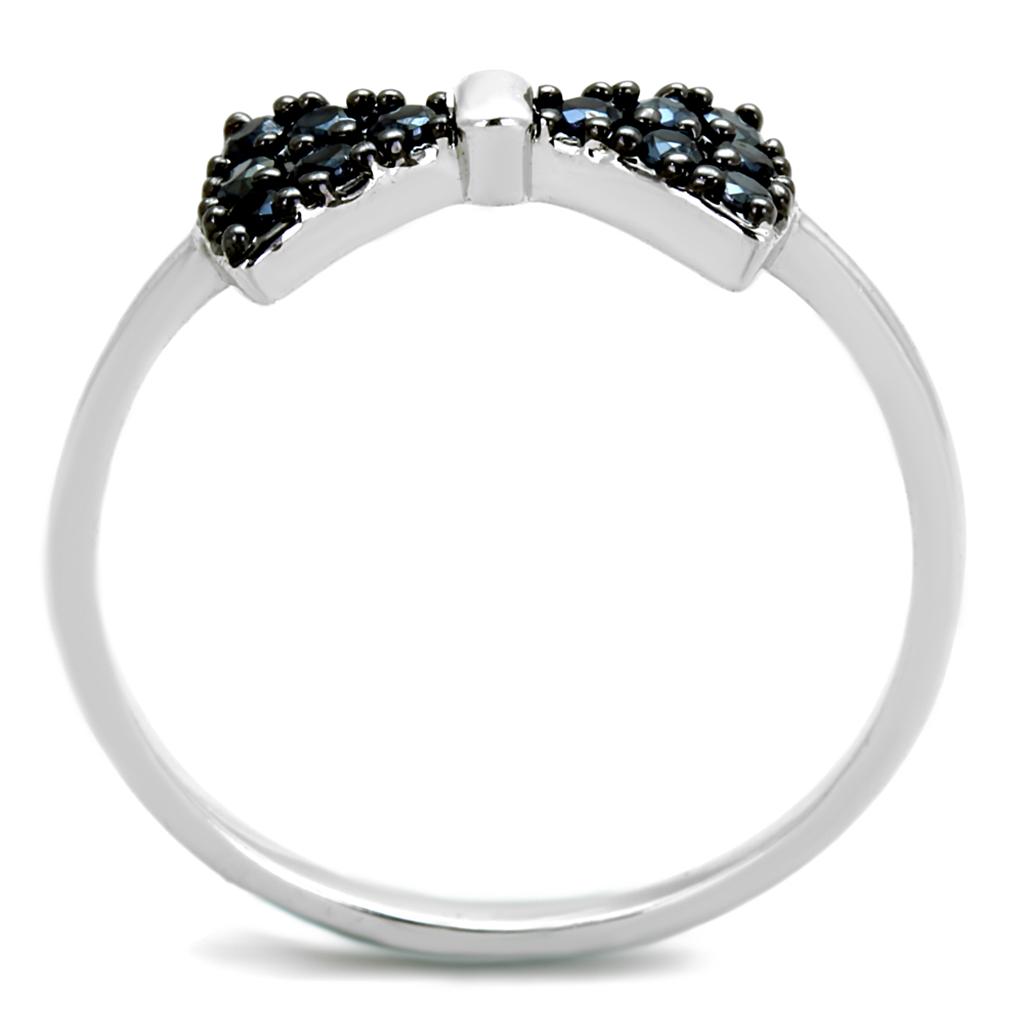 Rhodium + Ruthenium Brass Ring with AAA Grade CZ  in Black Diamond
