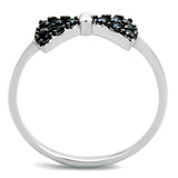Rhodium + Ruthenium Brass Ring with AAA Grade CZ  in Black Diamond