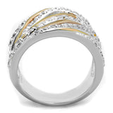 Rose Gold + Rhodium Brass Ring with AAA Grade CZ  in Clear