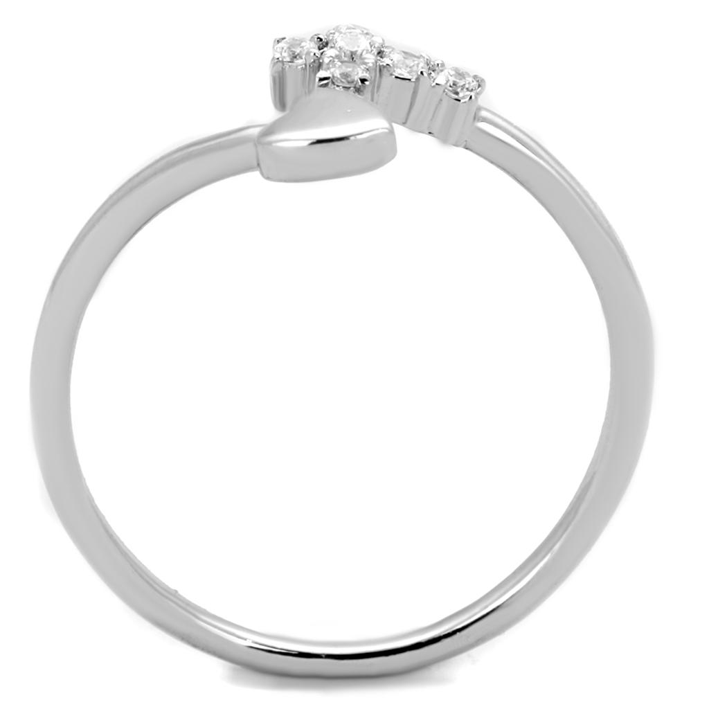 Rhodium Brass Ring with AAA Grade CZ  in Clear