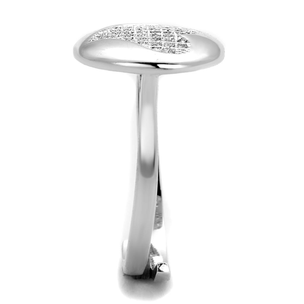 Rhodium Brass Ring with AAA Grade CZ  in Clear