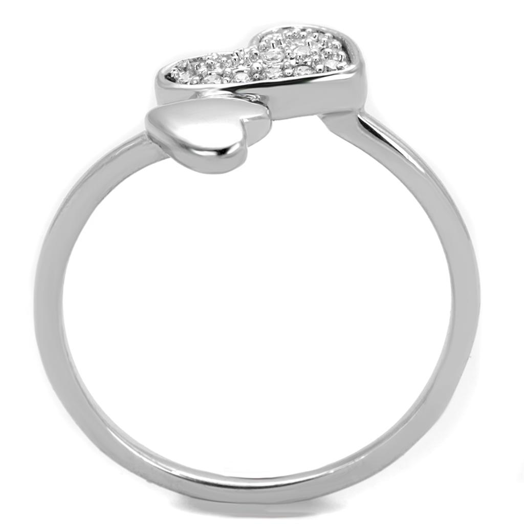 Rhodium Brass Ring with AAA Grade CZ  in Clear