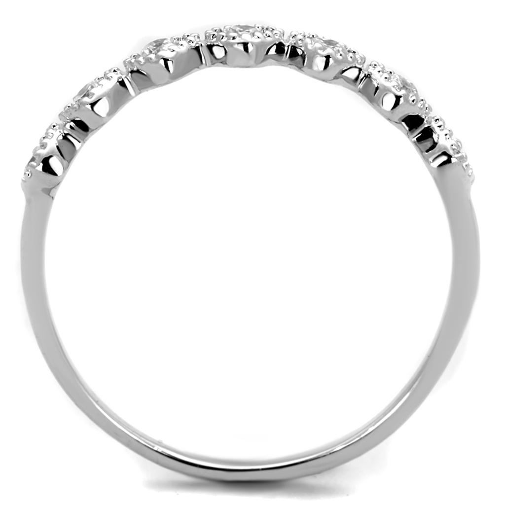 Rhodium Brass Ring with AAA Grade CZ  in Clear
