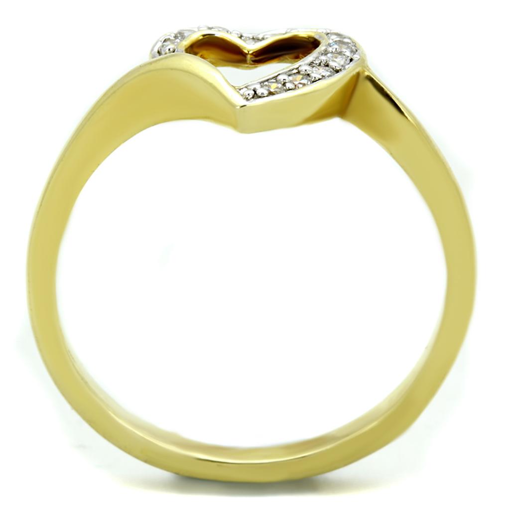 Gold+Rhodium Brass Ring with AAA Grade CZ  in Clear