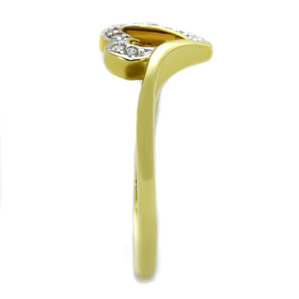Gold+Rhodium Brass Ring with AAA Grade CZ  in Clear