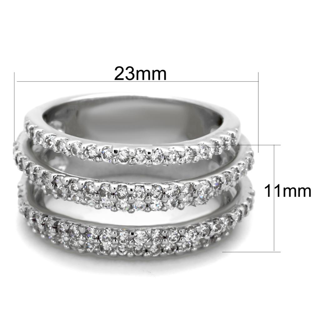 Rhodium Brass Ring with AAA Grade CZ  in Clear