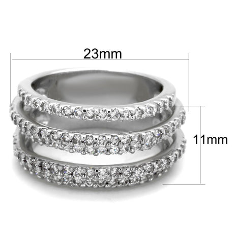 Rhodium Brass Ring with AAA Grade CZ  in Clear