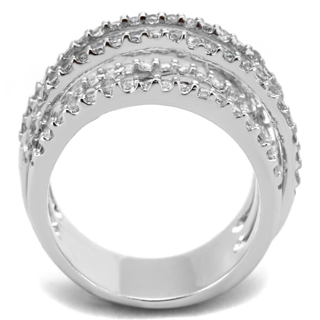 Rhodium Brass Ring with AAA Grade CZ  in Clear