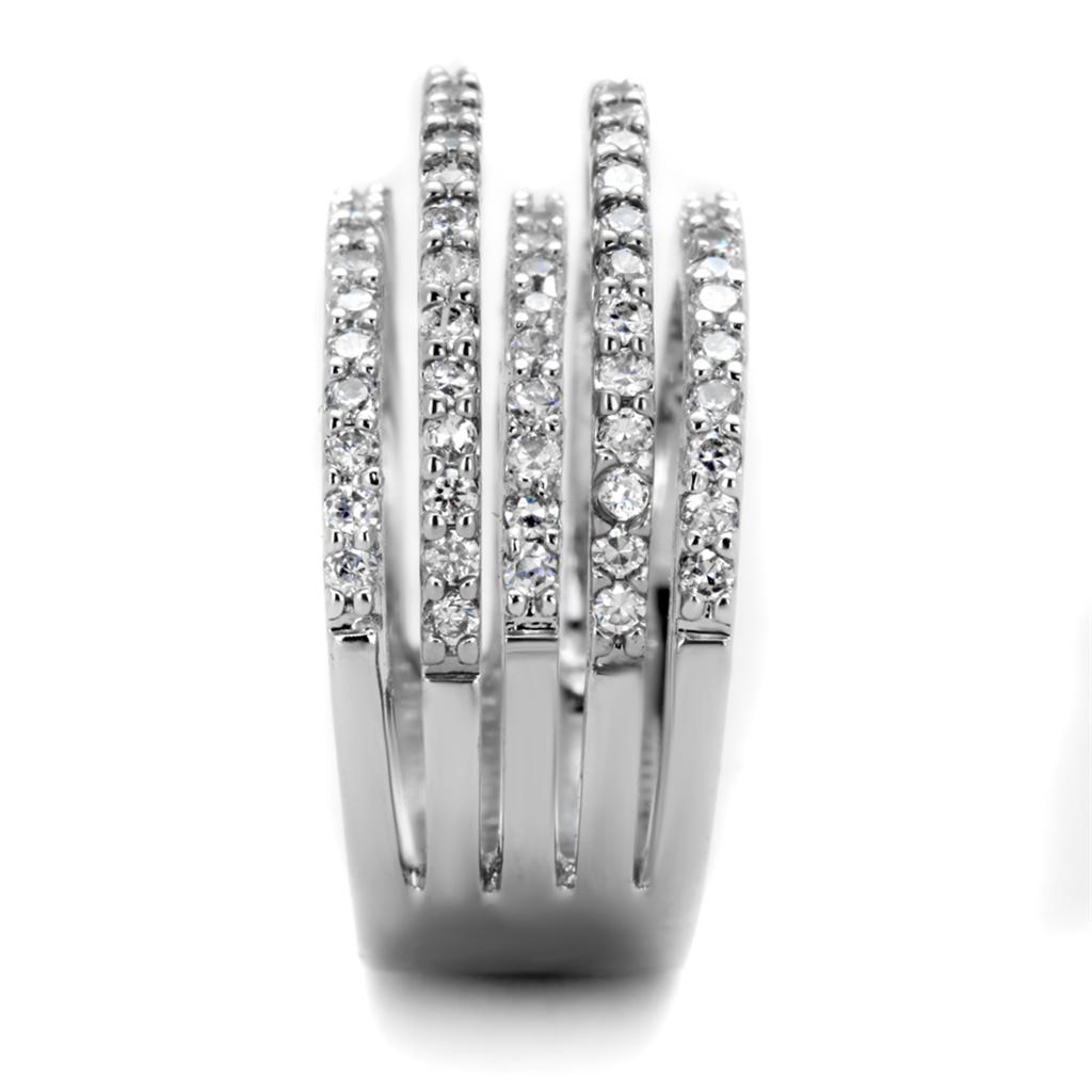 Rhodium Brass Ring with AAA Grade CZ  in Clear