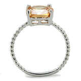 Rhodium Brass Ring with AAA Grade CZ  in Champagne