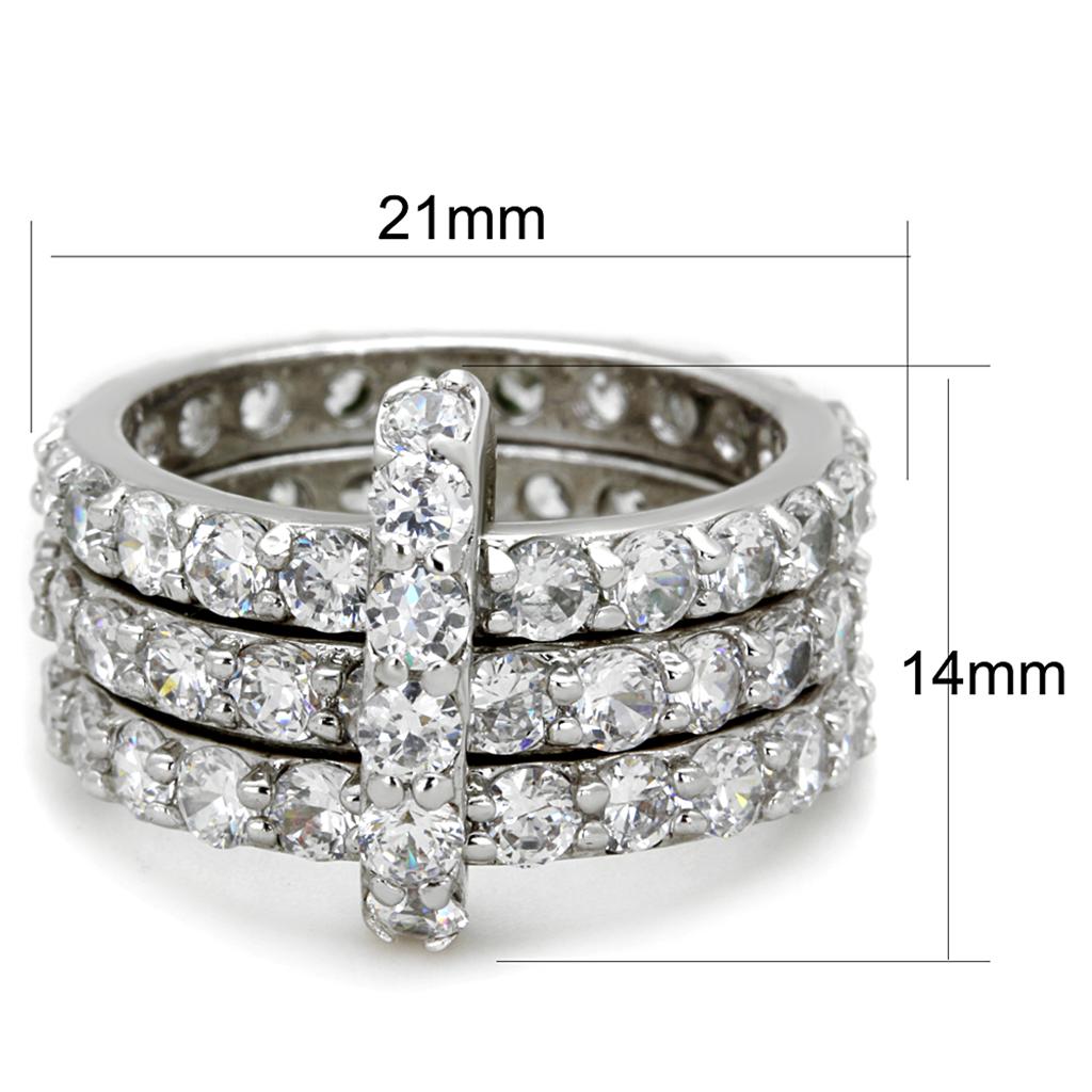 Rhodium Brass Ring with AAA Grade CZ  in Clear