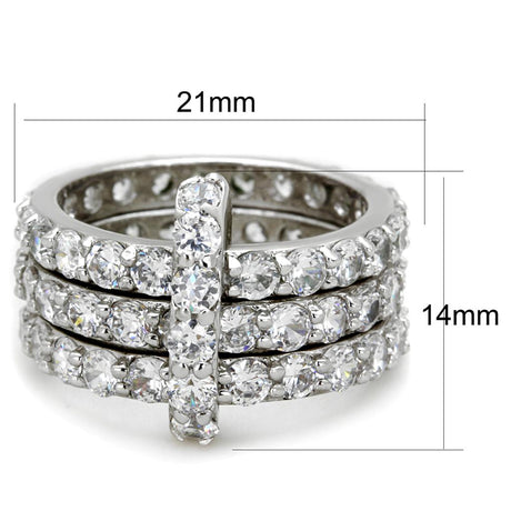 Rhodium Brass Ring with AAA Grade CZ  in Clear