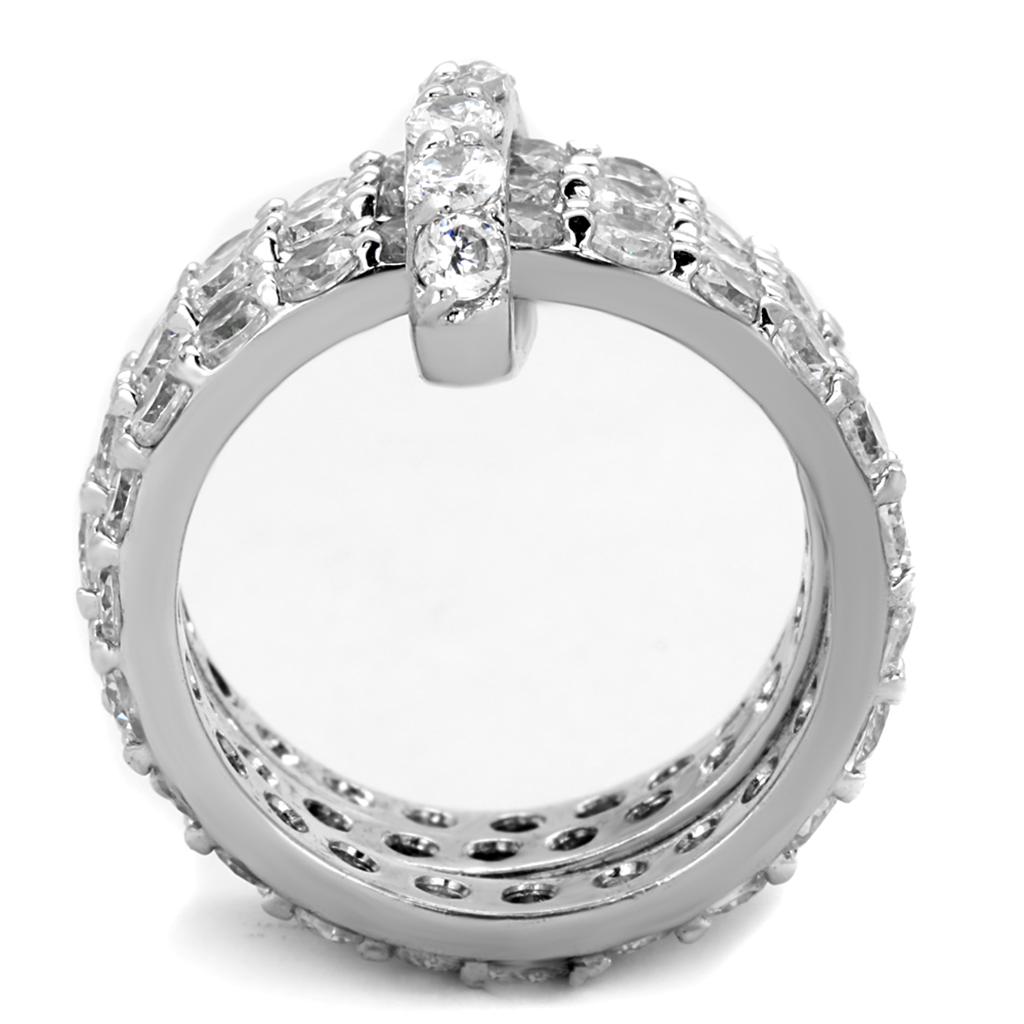Rhodium Brass Ring with AAA Grade CZ  in Clear