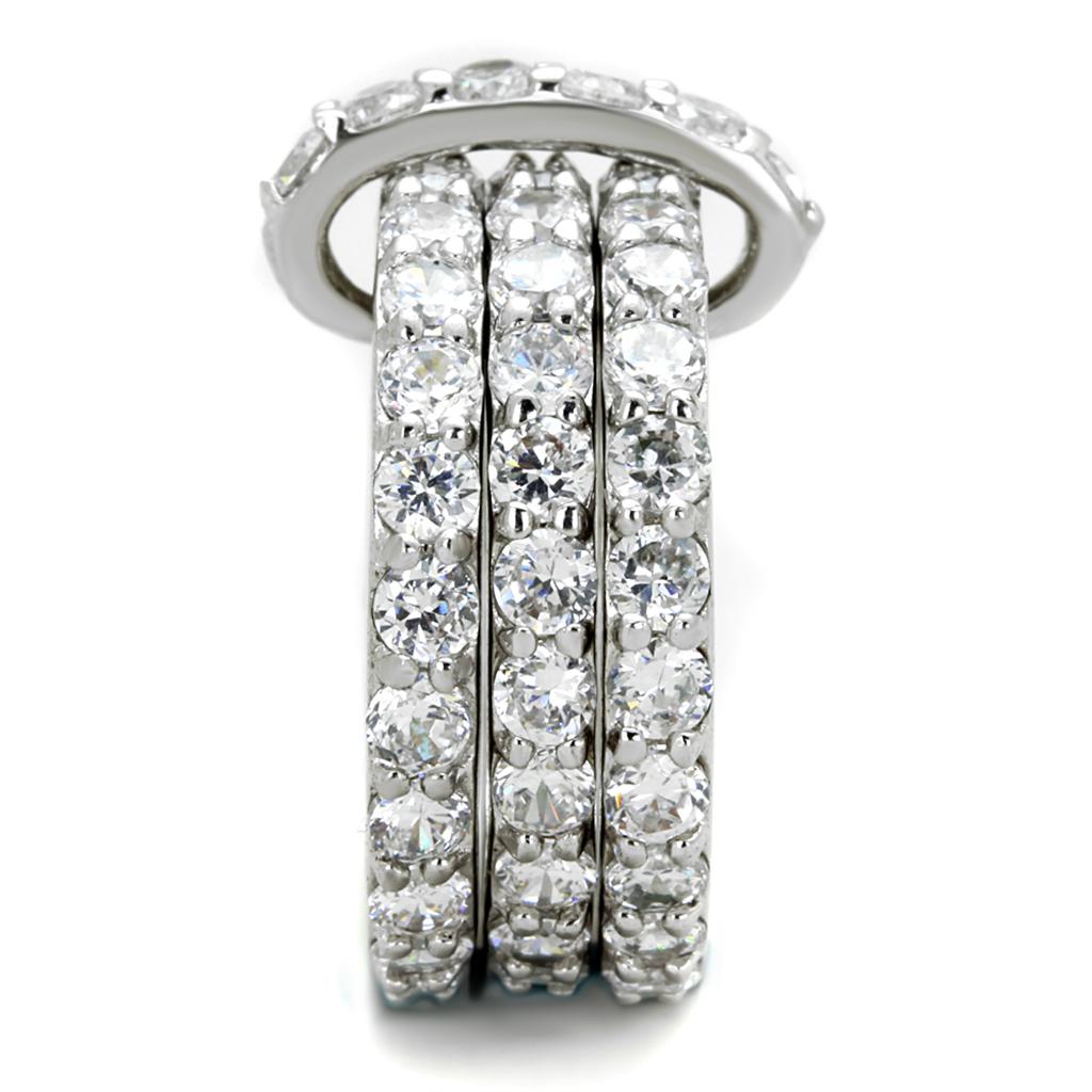 Rhodium Brass Ring with AAA Grade CZ  in Clear