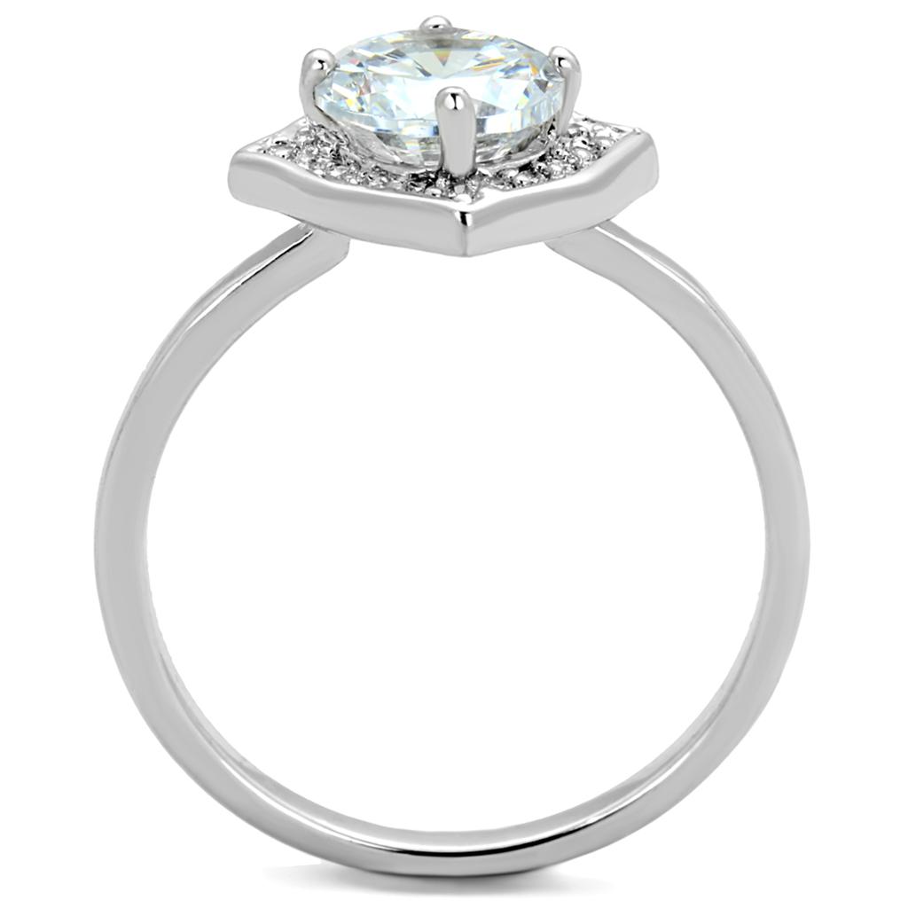 Rhodium Brass Ring with AAA Grade CZ  in Clear