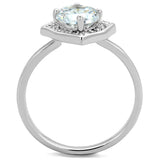 Rhodium Brass Ring with AAA Grade CZ  in Clear