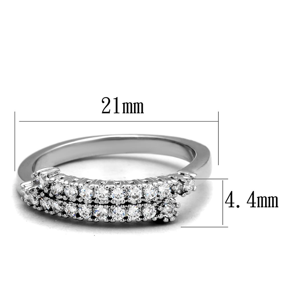 Rhodium Brass Ring with AAA Grade CZ  in Clear