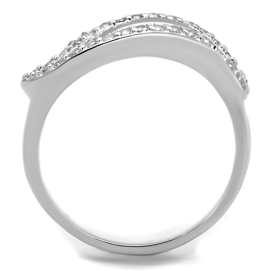 Rhodium Brass Ring with AAA Grade CZ  in Clear