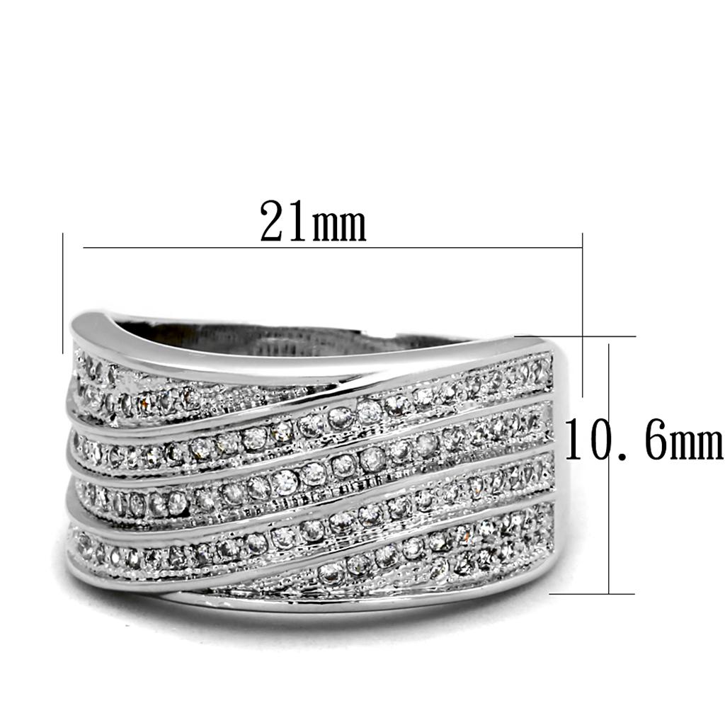 Rhodium Brass Ring with AAA Grade CZ  in Clear