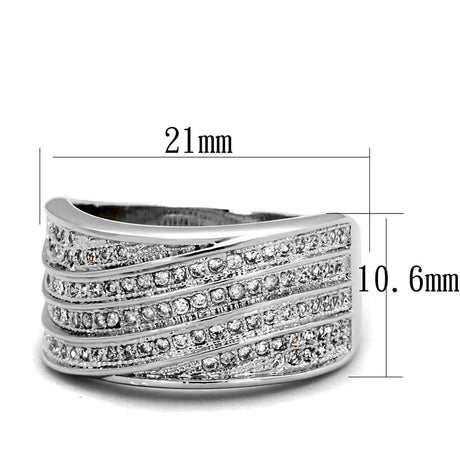 Rhodium Brass Ring with AAA Grade CZ  in Clear