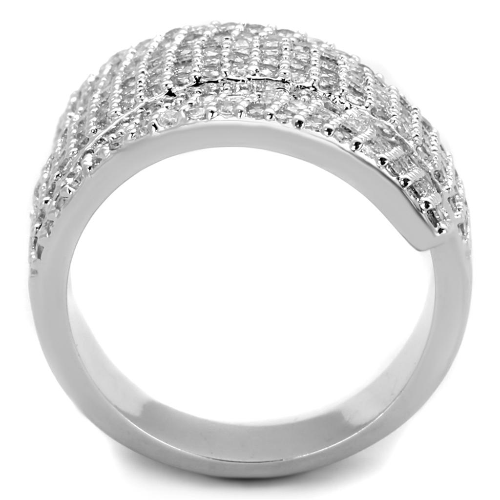 Rhodium Brass Ring with AAA Grade CZ  in Clear