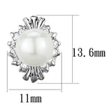 Rhodium Brass Earrings with Synthetic Pearl in White
