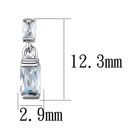 Rhodium Brass Earrings with AAA Grade CZ  in Clear