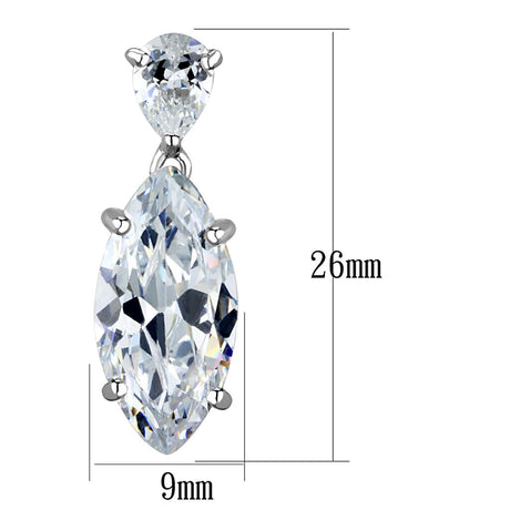 Rhodium Brass Earrings with AAA Grade CZ  in Clear
