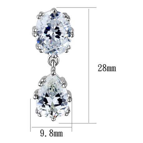 Rhodium Brass Earrings with AAA Grade CZ  in Clear