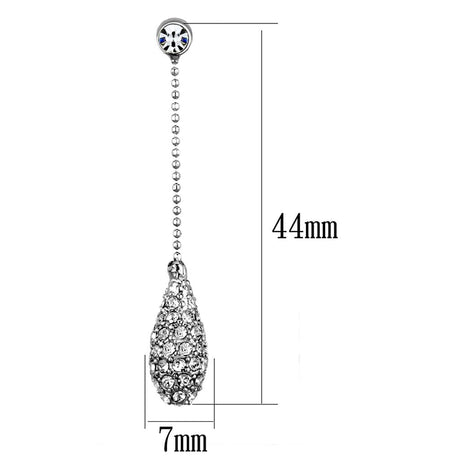 Rhodium Brass Earrings with Top Grade Crystal  in Clear