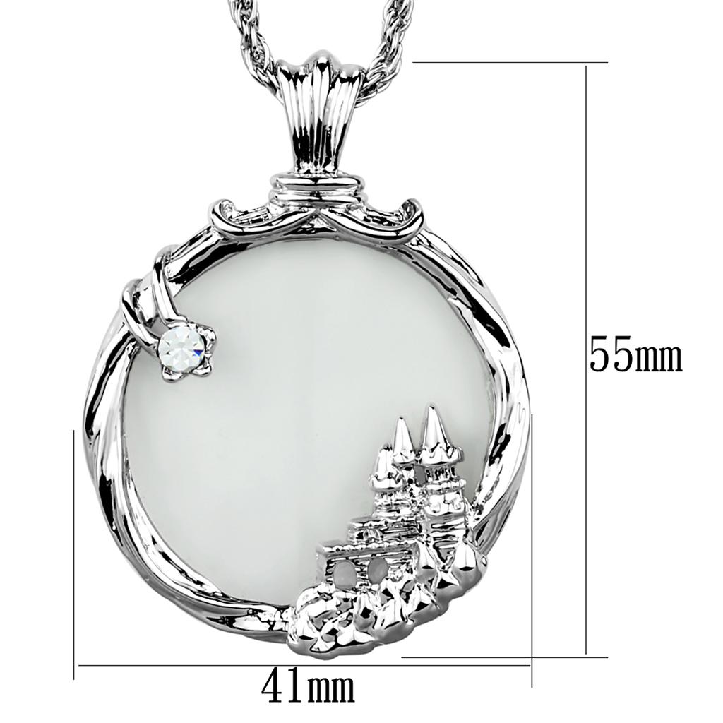 Rhodium Brass Magnifier pendant with Top Grade Crystal  in Clear