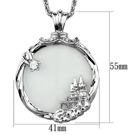 Rhodium Brass Magnifier pendant with Top Grade Crystal  in Clear