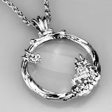 Rhodium Brass Magnifier pendant with Top Grade Crystal  in Clear