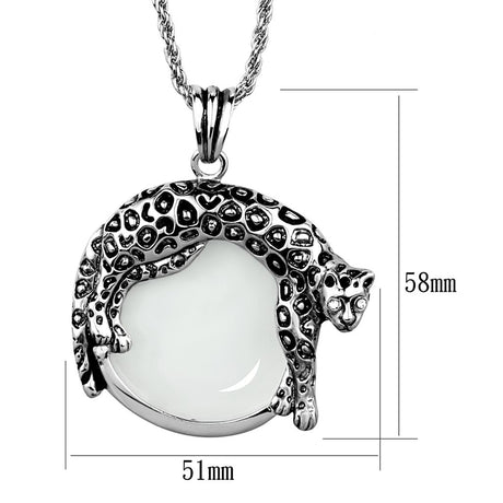 Rhodium Brass Magnifier pendant with Synthetic Synthetic Glass in Clear