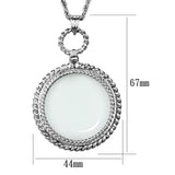 Rhodium Brass Magnifier pendant with Synthetic Synthetic Glass in Clear