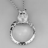 Rhodium Brass Magnifier pendant with Top Grade Crystal  in Clear