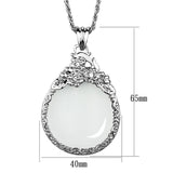 Rhodium Brass Magnifier pendant with Top Grade Crystal  in Clear