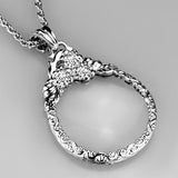 Rhodium Brass Magnifier pendant with Top Grade Crystal  in Clear