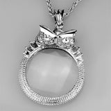 Rhodium Brass Magnifier pendant with Top Grade Crystal  in Clear