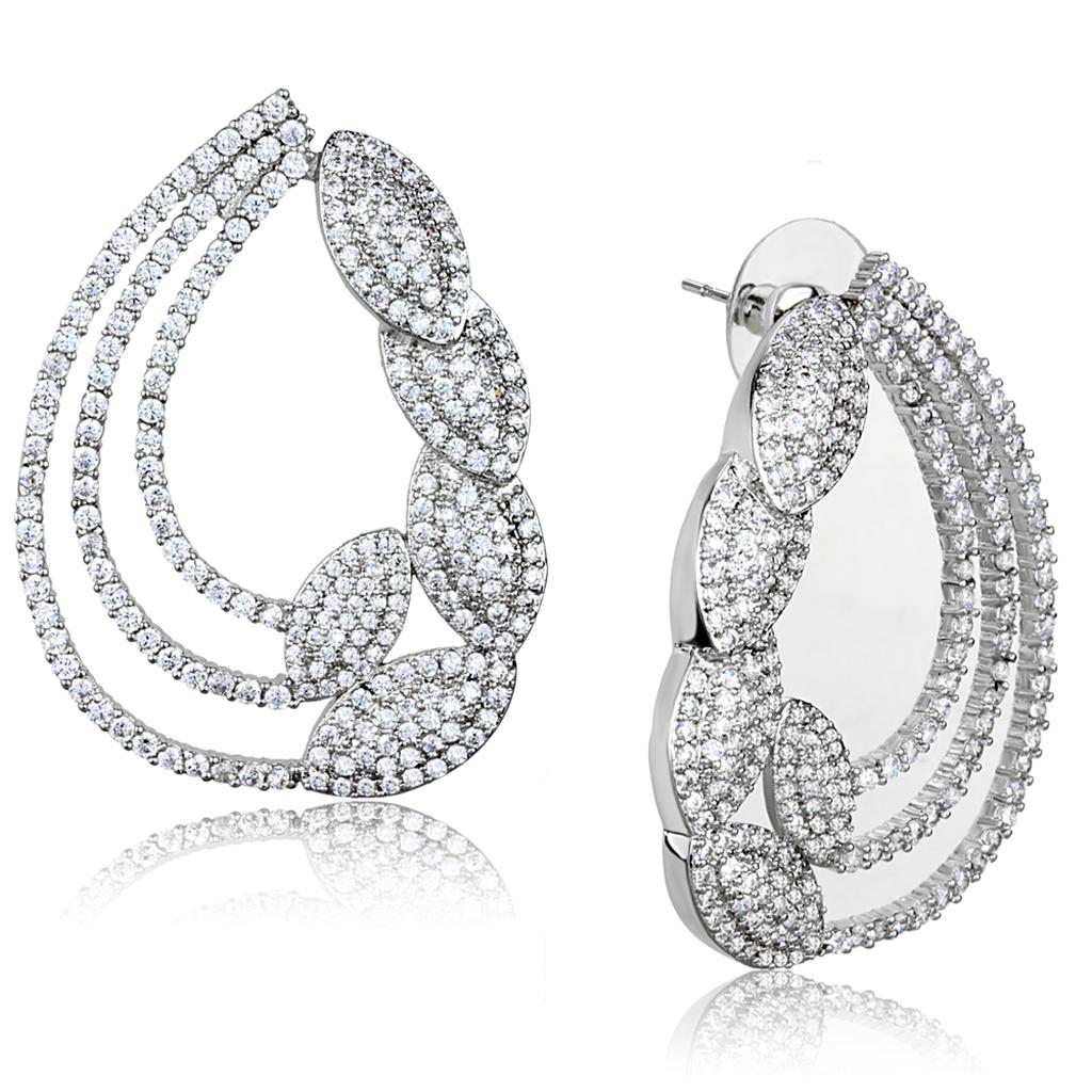 Rhodium Brass Jewelry Sets with AAA Grade CZ  in Clear