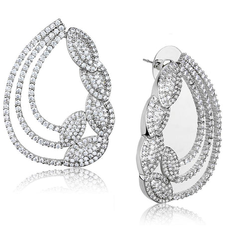Rhodium Brass Jewelry Sets with AAA Grade CZ  in Clear