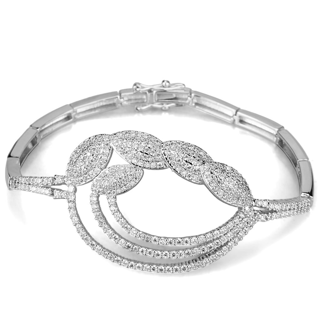 Rhodium Brass Jewelry Sets with AAA Grade CZ  in Clear