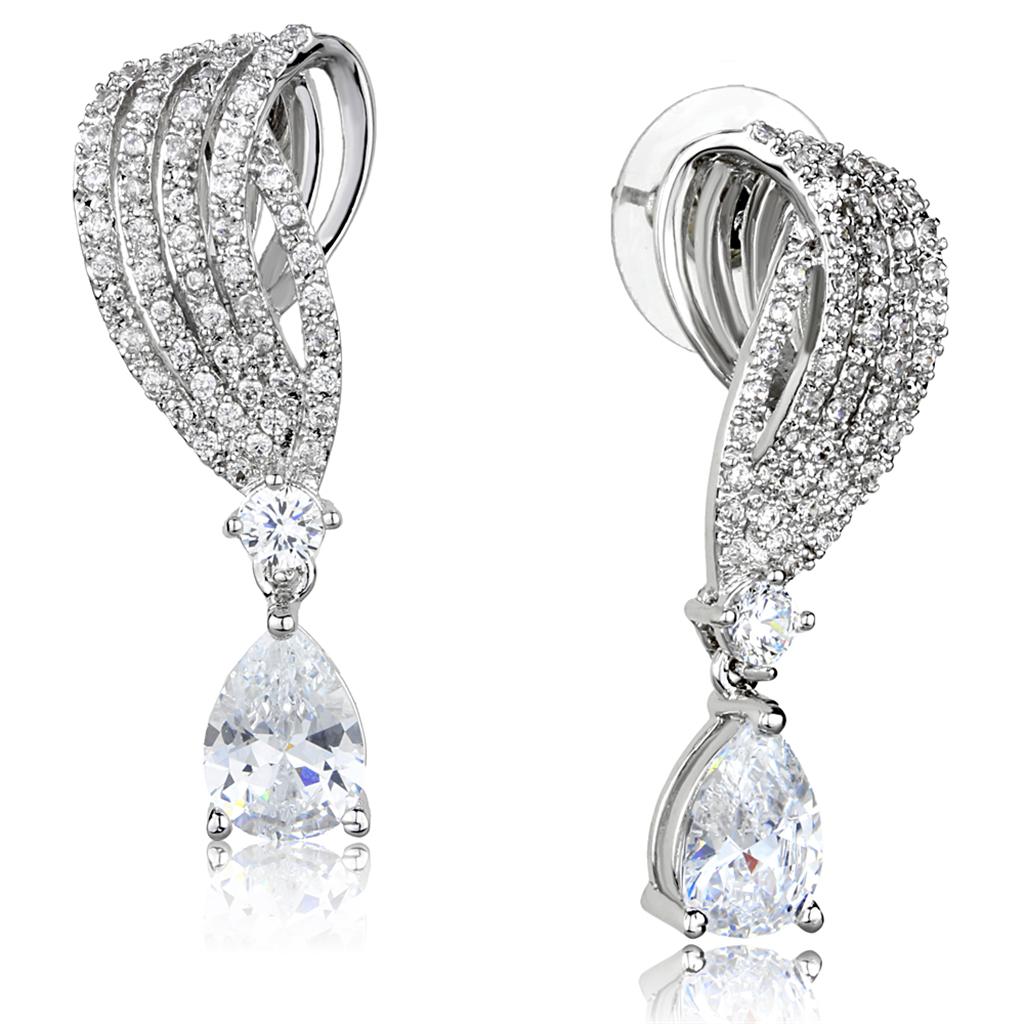Rhodium Brass Jewelry Sets with AAA Grade CZ  in Clear
