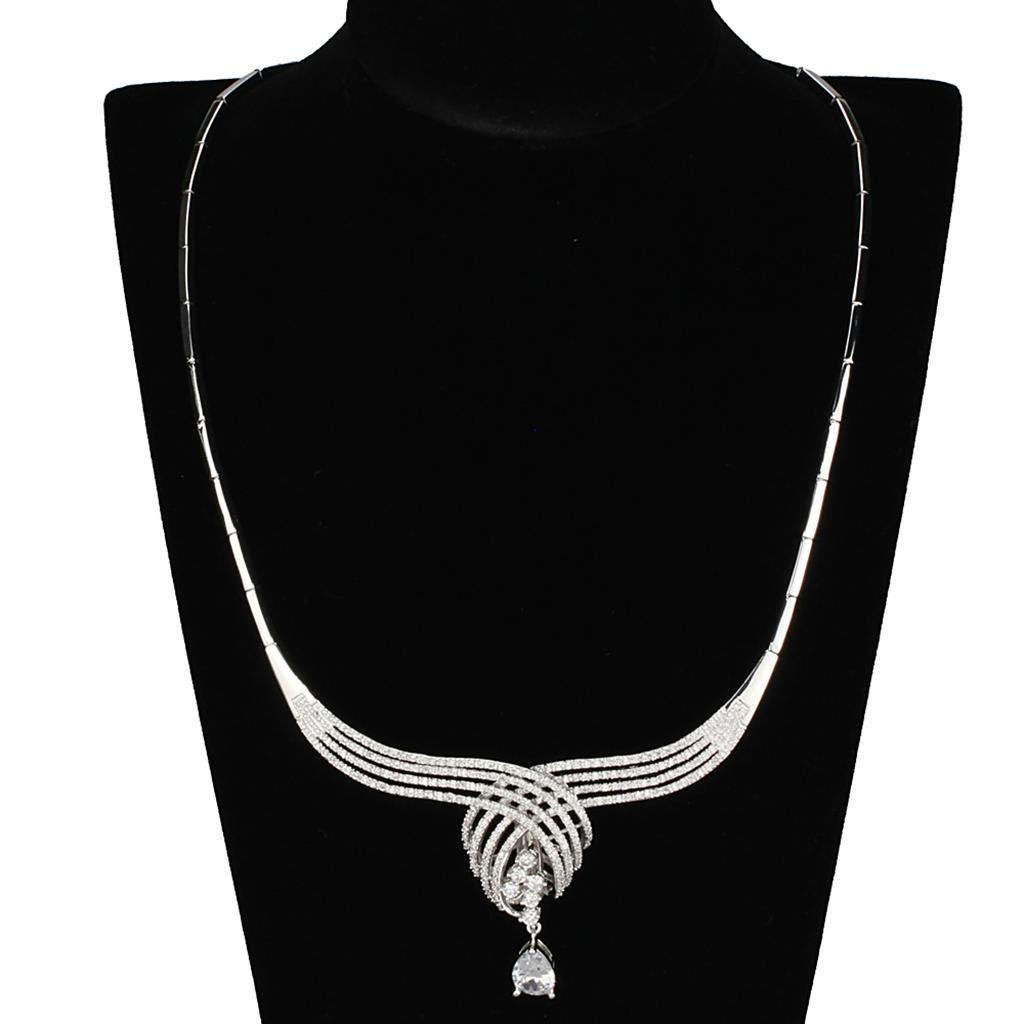 Rhodium Brass Jewelry Sets with AAA Grade CZ  in Clear