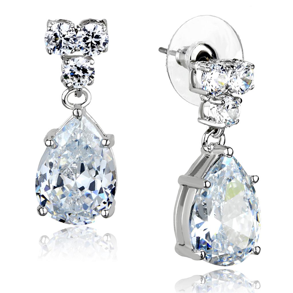 Rhodium Brass Jewelry Sets with AAA Grade CZ  in Clear