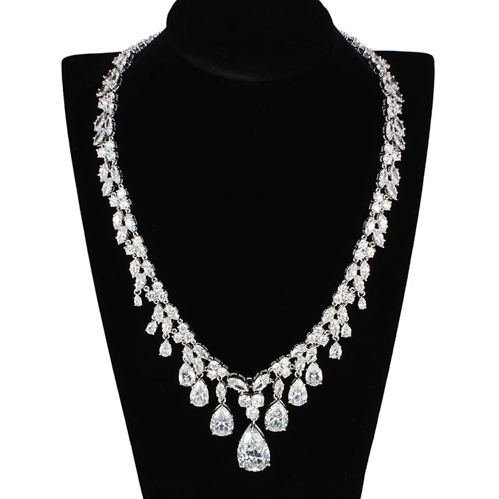 Rhodium Brass Jewelry Sets with AAA Grade CZ  in Clear