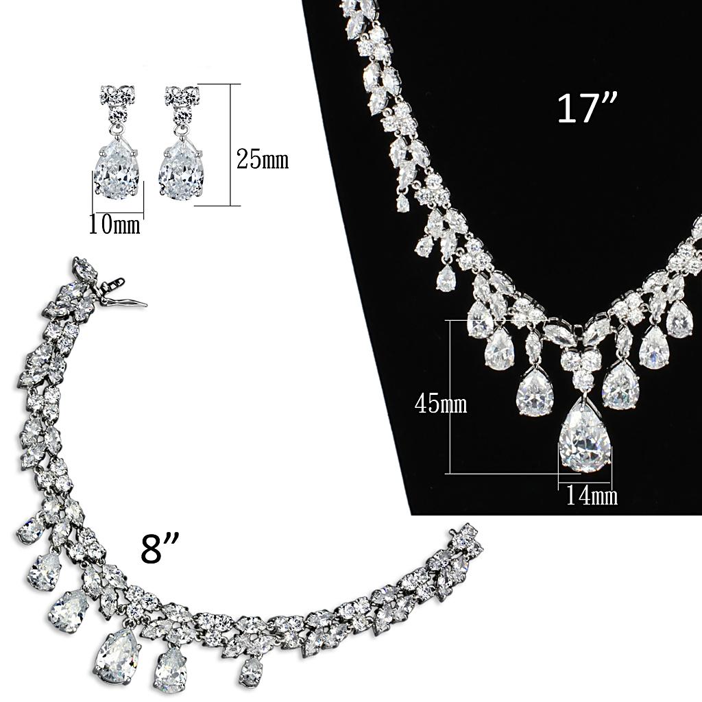 Rhodium Brass Jewelry Sets with AAA Grade CZ  in Clear
