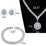 Rhodium Brass Jewelry Sets with AAA Grade CZ  in Clear